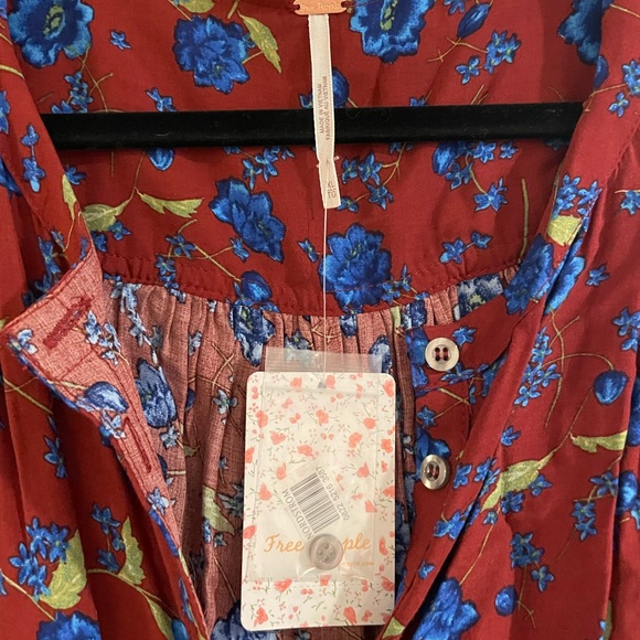 Free People Flower Fields Dress. XL. NWT. Burgundy. Floral. Long sleeve. - Picture 4 of 9